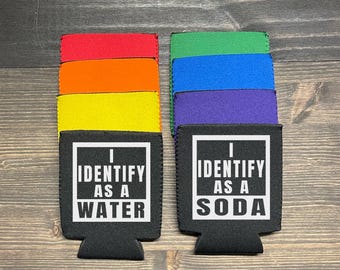 Funny Beer Can Coolers | Great Gag Gifts | I Identify as Water | Funny Coozies