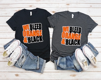 We Bleed Black and Orange | Game Day Shirt | Black, Orange, White Outline Design | Free Shipping