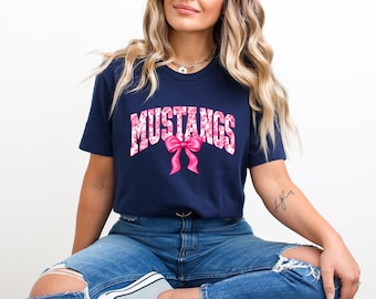 Mustangs Shirt | Pink Coquette Game Day Tee | School Spirit Shirt