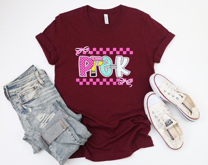 Daycare Shirt | Pre-K Shirt | Pink Checkered | Preschool | TK | Back to School Shirt | First Day of School | Teacher Shirt | Ships Free