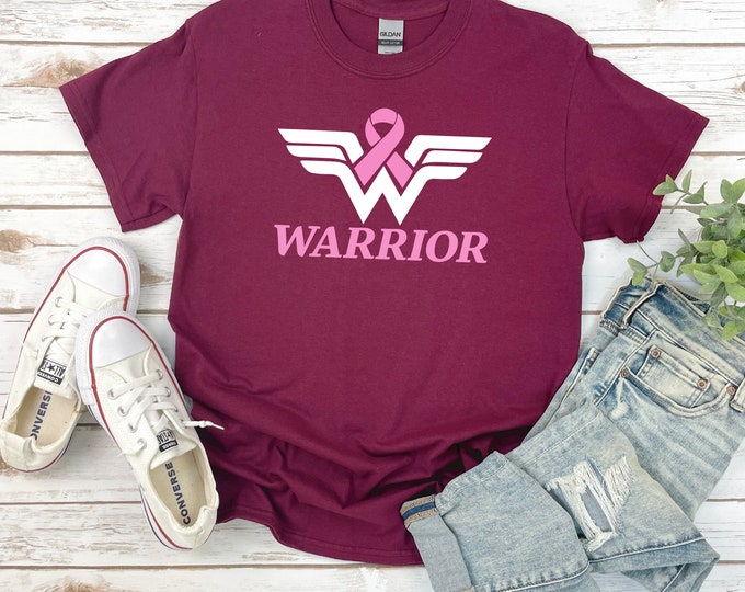 Breast Cancer Warrior Woman Shirt | Pink Ribbon | Breast Cancer Shirt | Breast Cancer Awareness Shirt