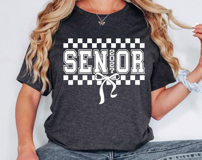 Senior Shirt | Class of 2027 | Checkered Bow | Retro | Back to School | High School | College | Graduation | Free Shipping