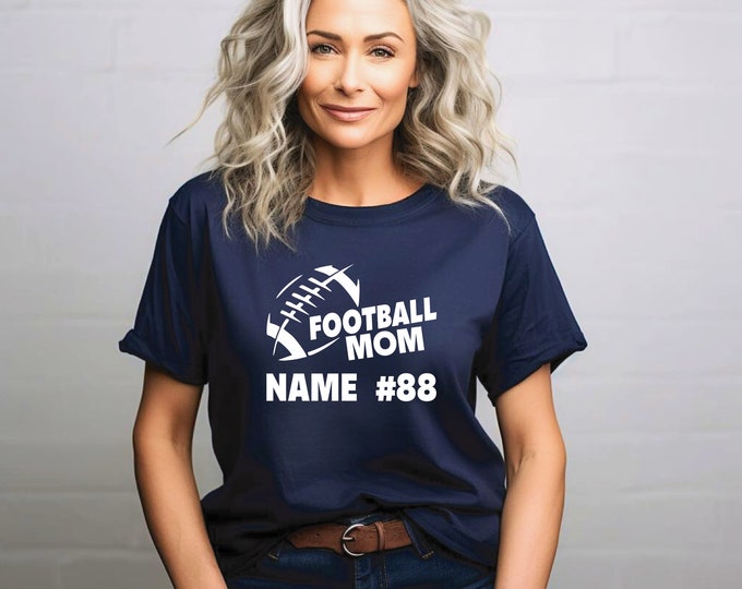 Football Mom T-shirt | Custom Football Shirt with Athlete's Name and Number | Game Day Essential: Custom Family Football Shirts