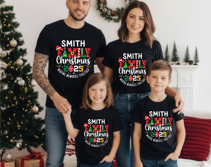 Personalized | 2025 Family Christmas Shirts | Custom Matching Holiday Tees | Family Christmas Shirts | Free Shipping