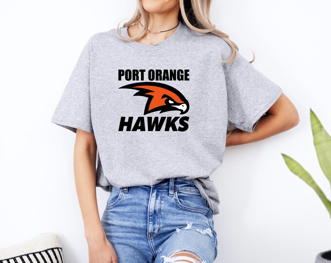 Port Orange Hawks Football Shirt | Show Your Team Spirit | Hawks Swag | Bella Canvas | Gildan | Sweatshirt | Moisture Wicking Shirt