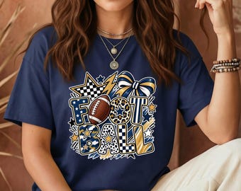 Trendy Navy and Gold Football Game Day Shirt