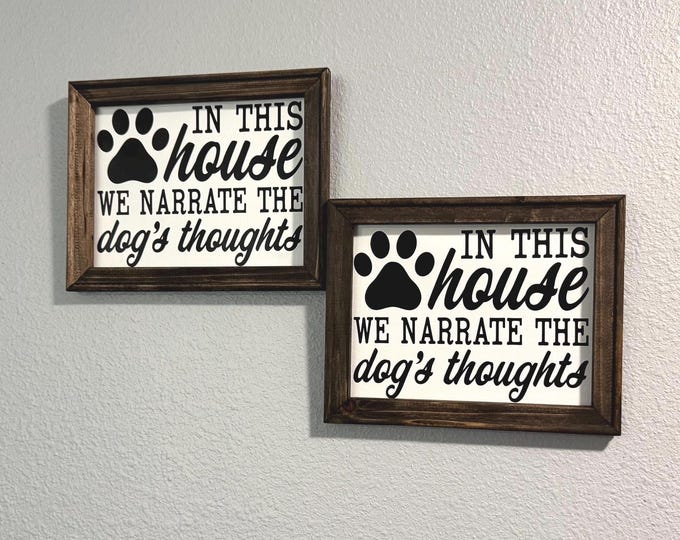 Limited Time Deal | Dog Lover Canvas Sign 8x10 | In This House We Narrate the Dog’s Thoughts | Modern Farmhouse Decor