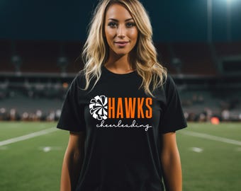 Hawks Cheerleading Shirt | Pom Pom Cursive | Comp Day Family Shirts | Free Shipping