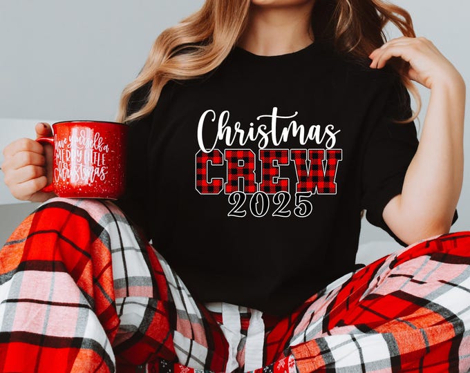 2025 Christmas Crew | Red Buffalo Plaid | 2025 Friend Christmas Shirts | 2025 Family Christmas Shirts | Matching Holiday Tees | Ships Free
