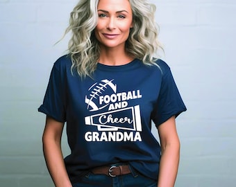 Unique Gift for the Proud Grandma of Both Football and Cheerleaders - Custom Name Shirt | Football and Cheer Shirt | Grandma of Both