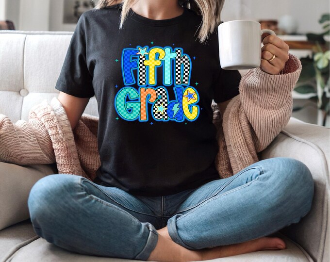 School Shirt | Blue Checkered | Back to School Shirt | K-5 Grades Available | First Day of School | Teacher Shirt | Ships Free