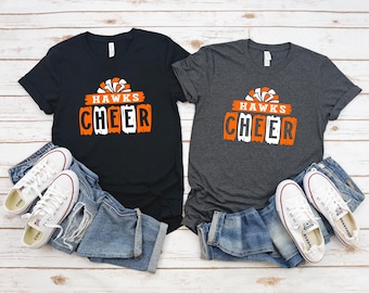 NEW Hawks Cheer | Orange and White| Paint Stroke | Comp Day Shirts | Free Shipping