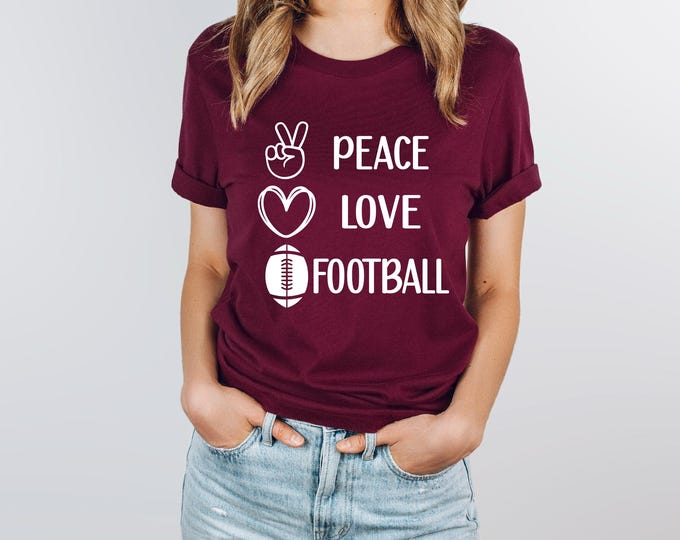 Peace Love Football | Trendy Football Shirt | Football Game Day | Family Football Shirts | Free Shipping