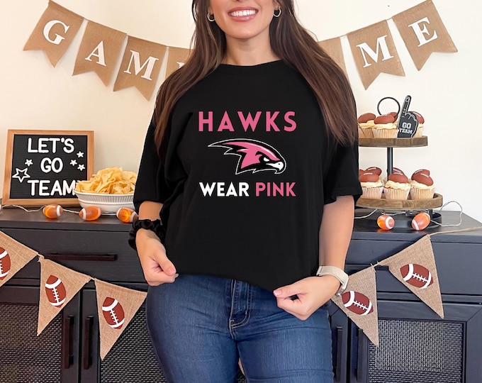 Hawks Wear Pink | October | Breast Cancer Awareness Shirt | Game Day Family Shirts | Free Shipping