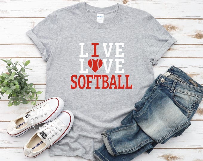 I love softball shirt | Live Love Softball Shirt | I heart softball t-shirt | Softball shirt| Bella Canvas Gildan | Free Shipping