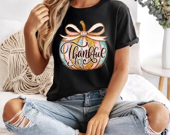 Thankful Shirt | Fall Faux Glitter Shirt | Happy Thanksgiving | Free Shipping