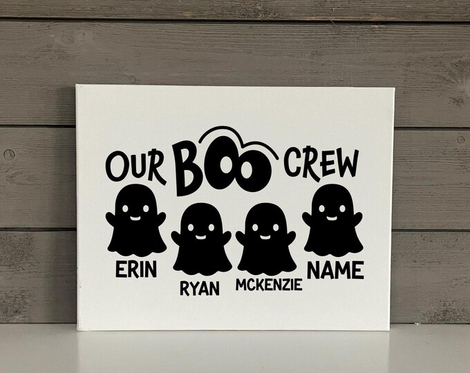 Custom Canvas Sign | Our Boo Crew Sign | Personalized Halloween Sign