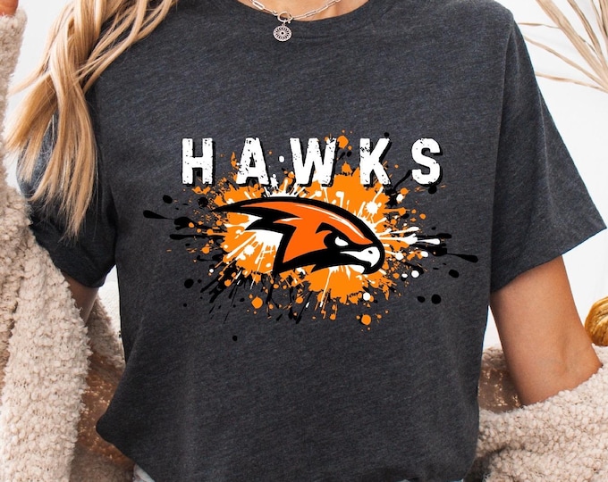Hawks Paint Splatter Design | Hawks Shirt | Game Day Family Shirts | Free Shipping