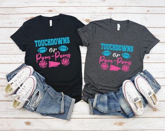 Gender Reveal Shirt | Touchdowns or Pom Poms | Football and Cheer Themed Gender Reveal Shirt | Football Cheer Pregnancy Announcement