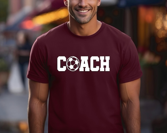 Soccer Coach Shirt | Soccer Performance Shirt | Soccer Ball TShirt | Soccer Game Day | Gift for Coach | Free Shipping | Moisture Wicking