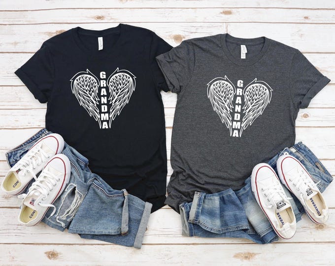 Grandma Memorial Shirt | In Memory of my Grandma Shirt | Angel Wings Shirt | Angel Wing Heart | Rest in Peace | Honor | Celebration of Life