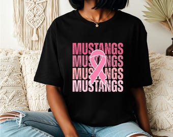 Mustangs Pink Out Shirt | Mustangs Wear Pink | Sports Themed Cancer Awareness Shirt | Wear Pink | Breast Cancer T-shirt | Free Shipping