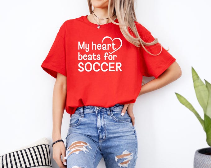 Love Soccer TShirt | My heart beats for soccer shirt | Perfect Gift for Soccer Player | Soccer Mom | Soccer Aunt