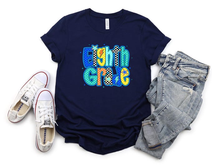 Secondary School Shirt | Blue Checkered | Sixth Grade | 7th | Back to School Shirt | 6-12 Grades Available | Teacher Shirt | Ships Free