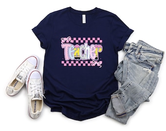 Teacher Shirt | School Shirt | Pink Checkered | Back to School Shirt | First Day of School | Ships Free