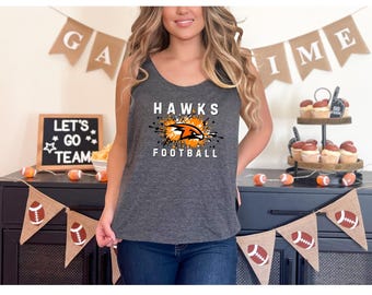 Hawks Football Tank Top: Port Orange Team Spirit, Charcoal Gray