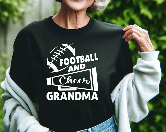 Unique Gift for the Proud Grandma of Both Football and Cheerleaders - Custom Name Shirt | Football and Cheer Shirt | Grandma of Both