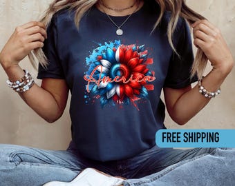 Trendy Independence Day Shirt | Red White and Blue Sunflower | July 4th | 4th of July Party Shirts | Gift for Her | Free Shipping