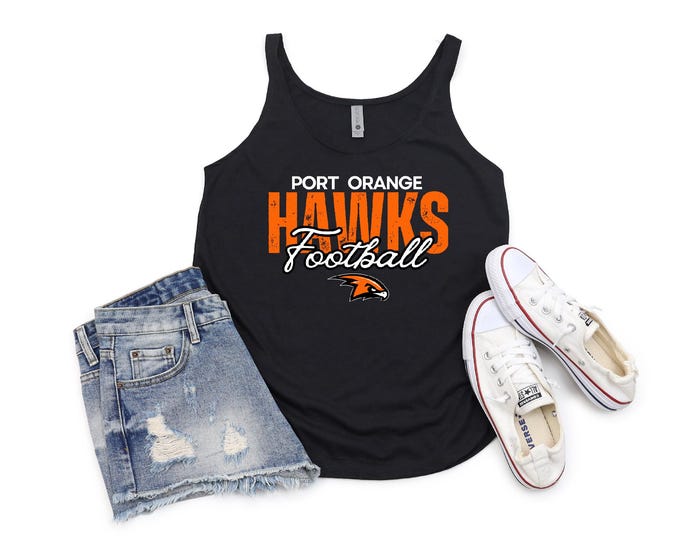 Football Black Tank Top | Port Orange HawksFootball | Distressed Hawks Design | Free Shipping