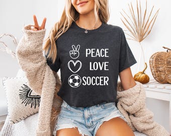 Fun Soccer Shirt | Peace Love Soccer | Soccer Game Day Shirts | Soccer Gifts | Free Shipping