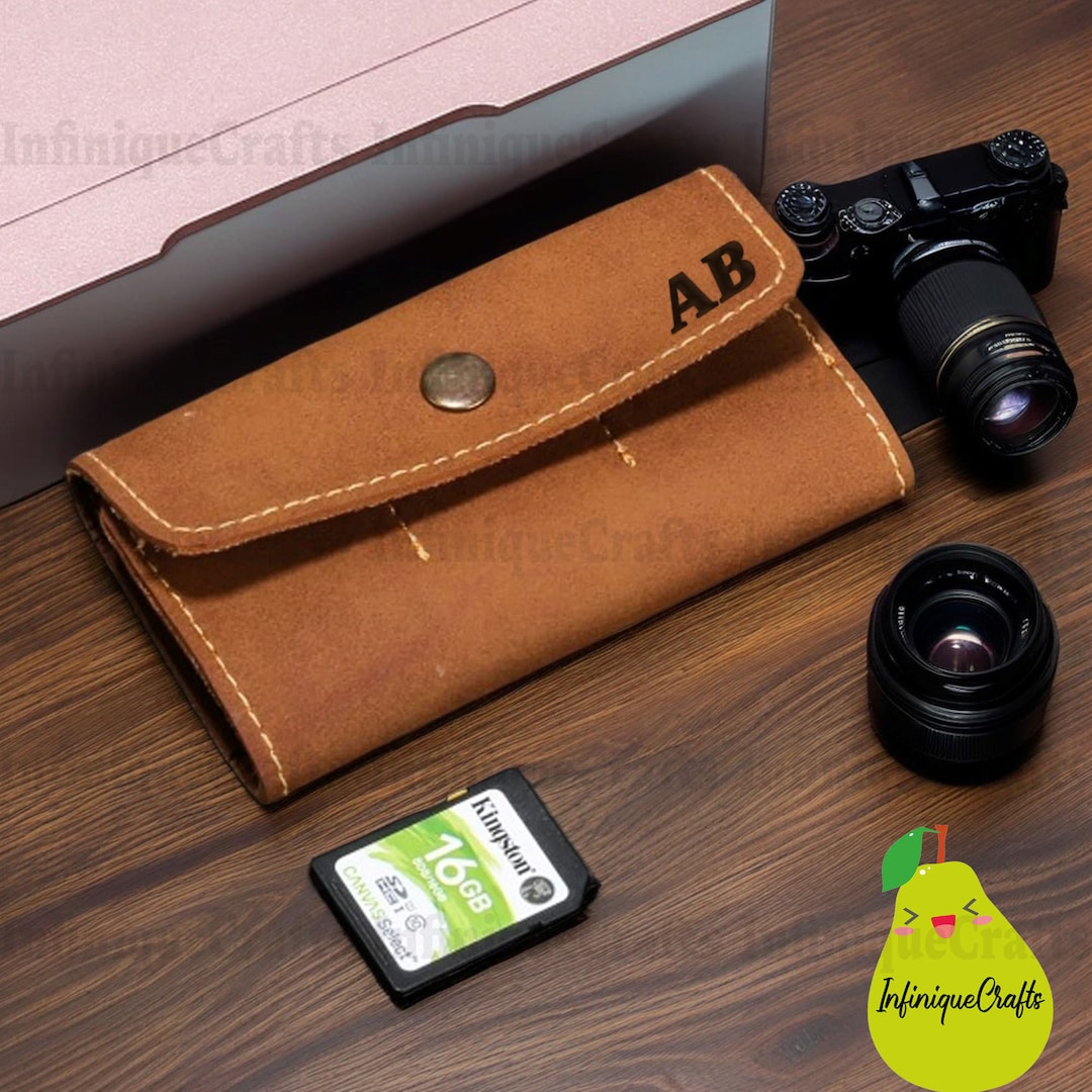 Customized Name SD Card Case, Leather Sd Card Holder, Sd Card Holder