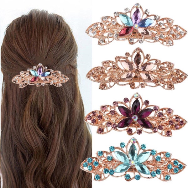 1Pc Fashion Rhinestone Flower Women Hair Clips Colorful Jewelry Hair Accessories For Girls Solid Bling Hair Pins Diy Decorations