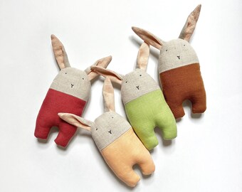 Upcycled Linen Baby Bunny Rattles