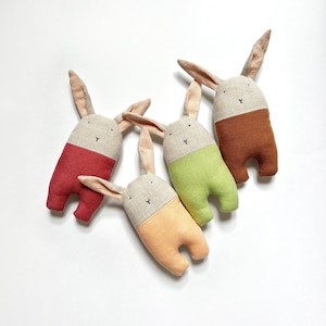 Upcycled Linen Baby Bunny Rattles image 1