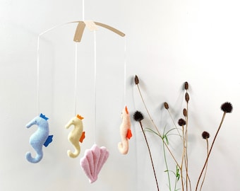 Seahorses and Shell Wool Mobile