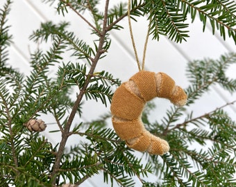 Croissant Upcycled Wool Ornament