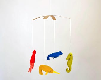 Sea Animals Wool + Wood Mobile