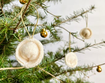 Dumpling Wool Ornament Set: Handmade Dumpling/Tortellini Christmas Decor