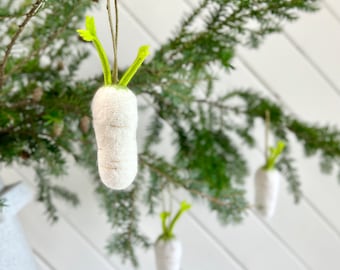 Daikon Radish Upcycled Wool Ornament