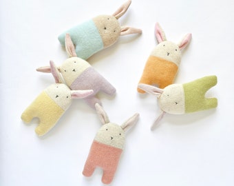Pastel Baby Bunny Rattle in Upcycled Cashmere