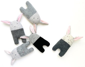 Upcycled Cashmere Baby Bunny Rattle Greys