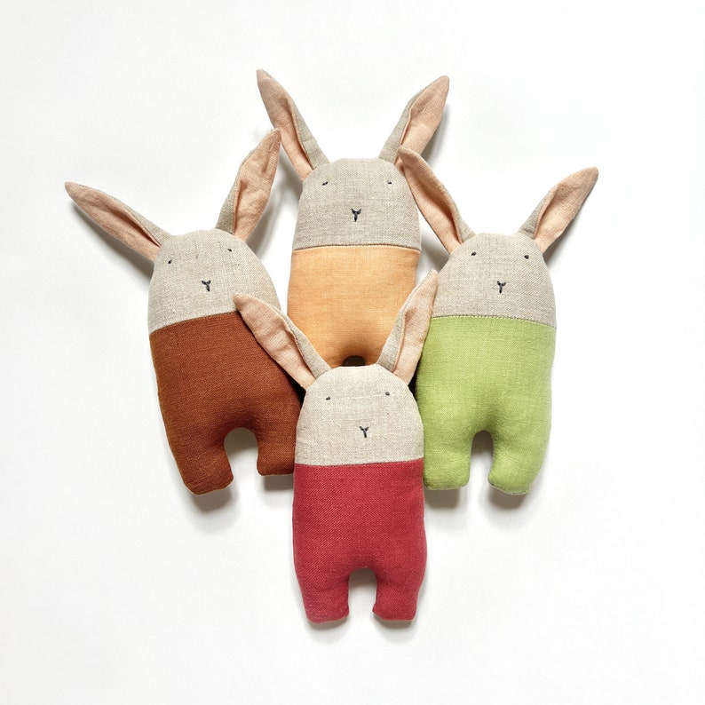 Upcycled Linen Baby Bunny Rattles image 2