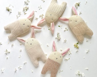 Upcycled Cashmere Baby Bunny Rattle