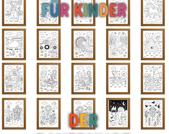20 desenhos para colorir para crianças – animais da fazenda e vida no campo | Desenhos para colorir para imprimir | Download digital em PDF | Atividade para fazer em casa