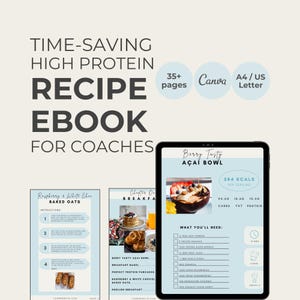 Recipe ebook, Coaching Template, High Protein Fat Loss Cookbook Guide, Easily re-brandable ebook template, high protein low calorie recipes