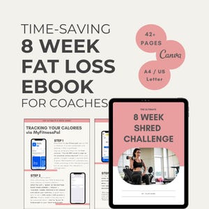 8 Week Shred Program For Women, Program Template, health coaching resources, Fitness eBook Template, DFY template, Exercise, fat loss